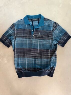 Men’s vintage St Croix Blue Plaid Short-Sleeve Polo Shirt